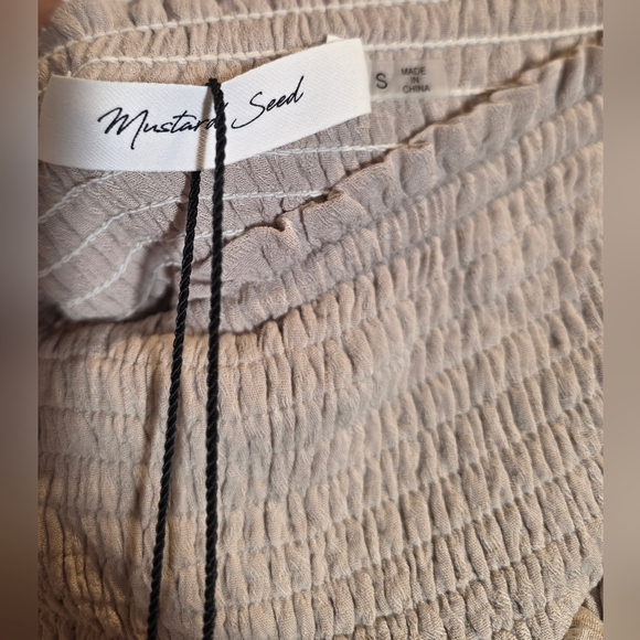 Anthropologie Mustard Seed NWT Wide Leg Pants Smocked Waist Neutral Boho Flowy - Picture 3 of 13